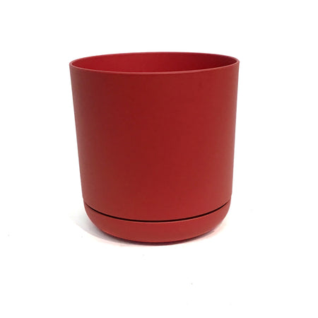 Planter, 6in, With Saucer, Plastic, Red