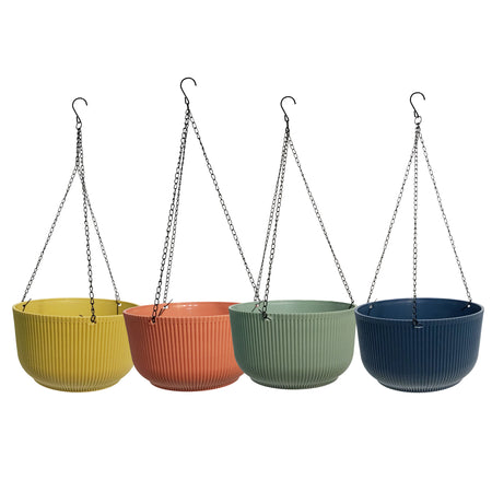 Planter, 10in, Hanging, Plastic, Fluted, Assorted