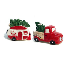Load image into Gallery viewer, Salt &amp; Pepper Shakers, Ceramic Vintage Christmas
