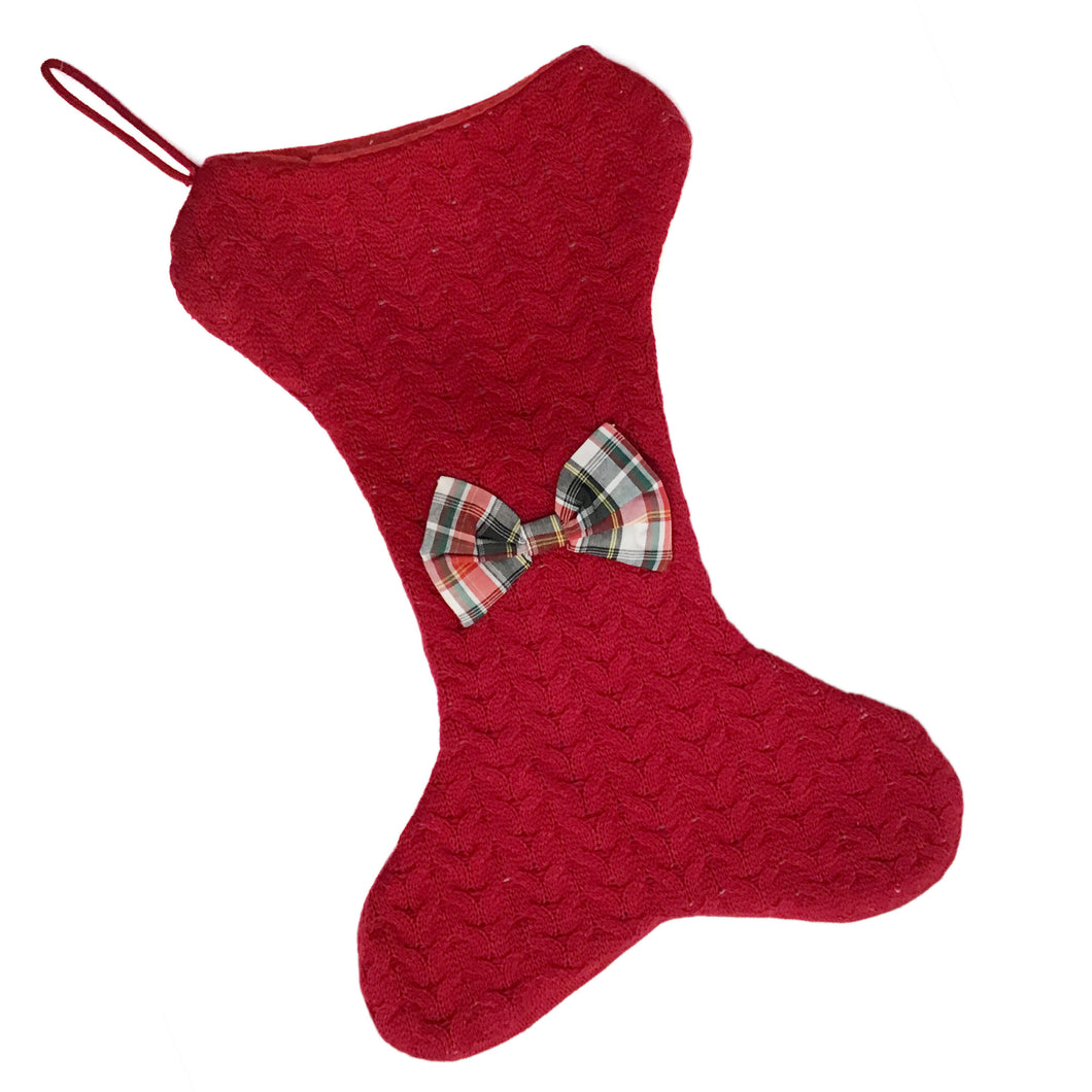 Pet Stocking, Cable Knit, Red