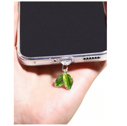 Dust Plug, Green Leaf, Type C Charger