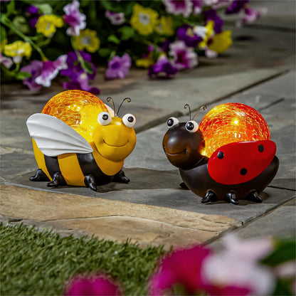 Resin LED, Insect Statues W/ Orb, Ast