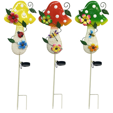 Garden Stake, Solar, Wild Mushrooms, Assorted