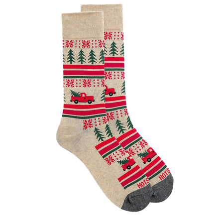 Mens, Christmas Socks, Truck With Tree