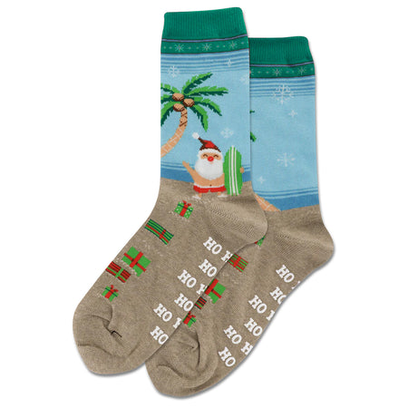 Mens, Christmas Socks, Surfin Santa