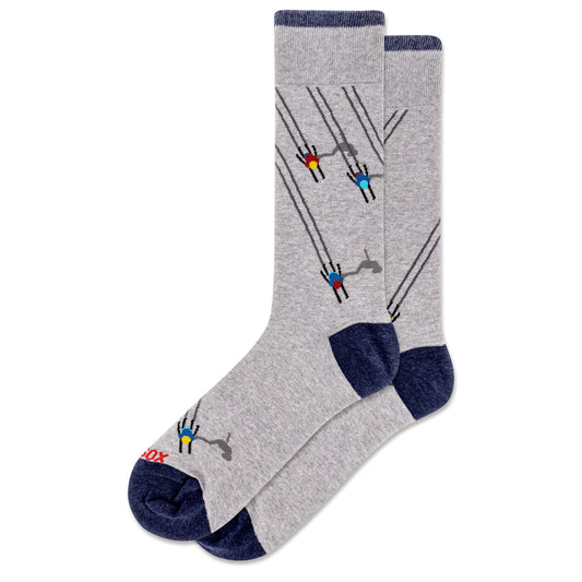 Mens, Christmas Socks, Gray Skier