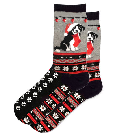 Womens, Christmas Socks, Dog With Stocking