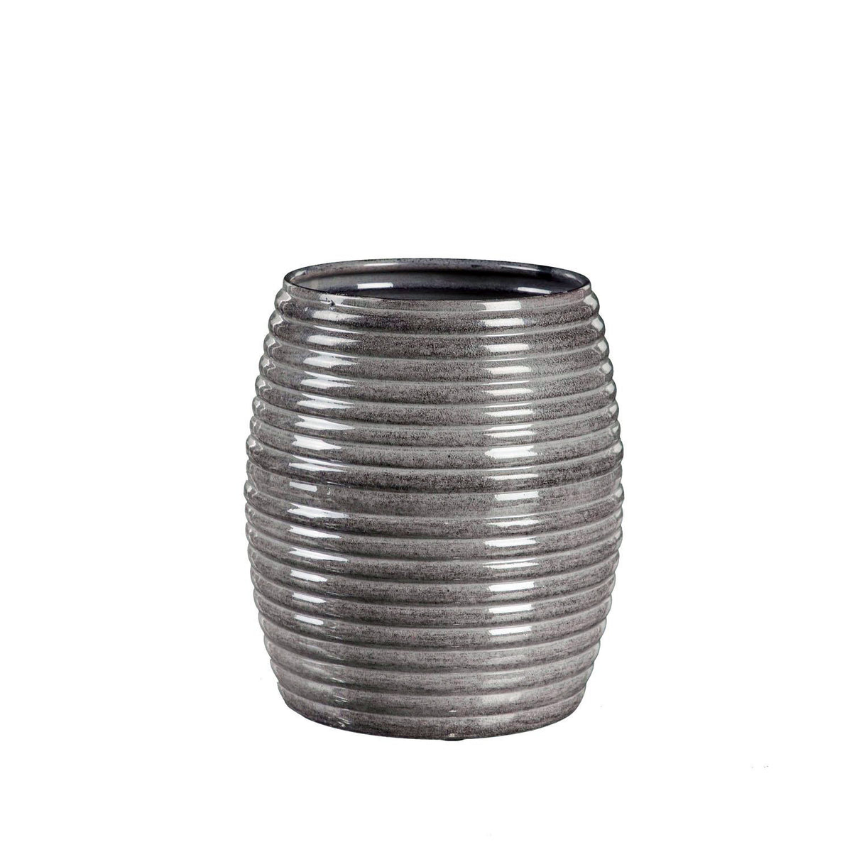Decorative Metal Ribbed Planter, Small