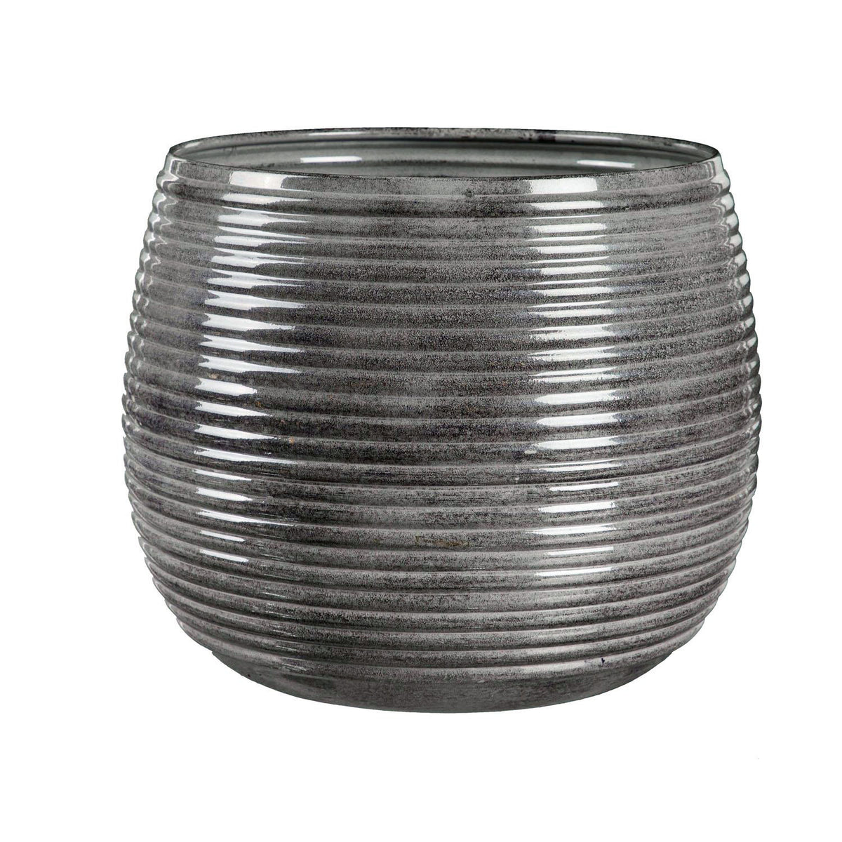 Decorative Metal Ribbed Planter, Large