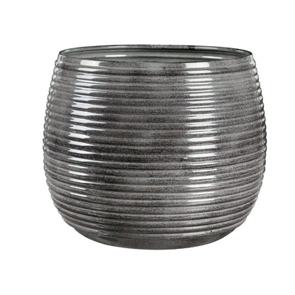 Decorative Metal Ribbed Planter, Large