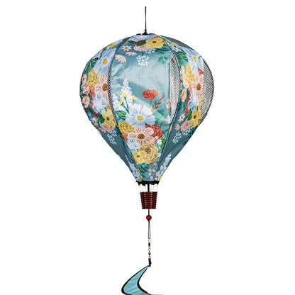 Wind Spinner, Bllue Floral Hot Air Balloon