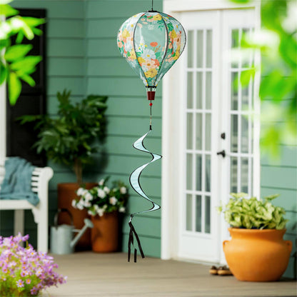 Wind Spinner, Bllue Floral Hot Air Balloon