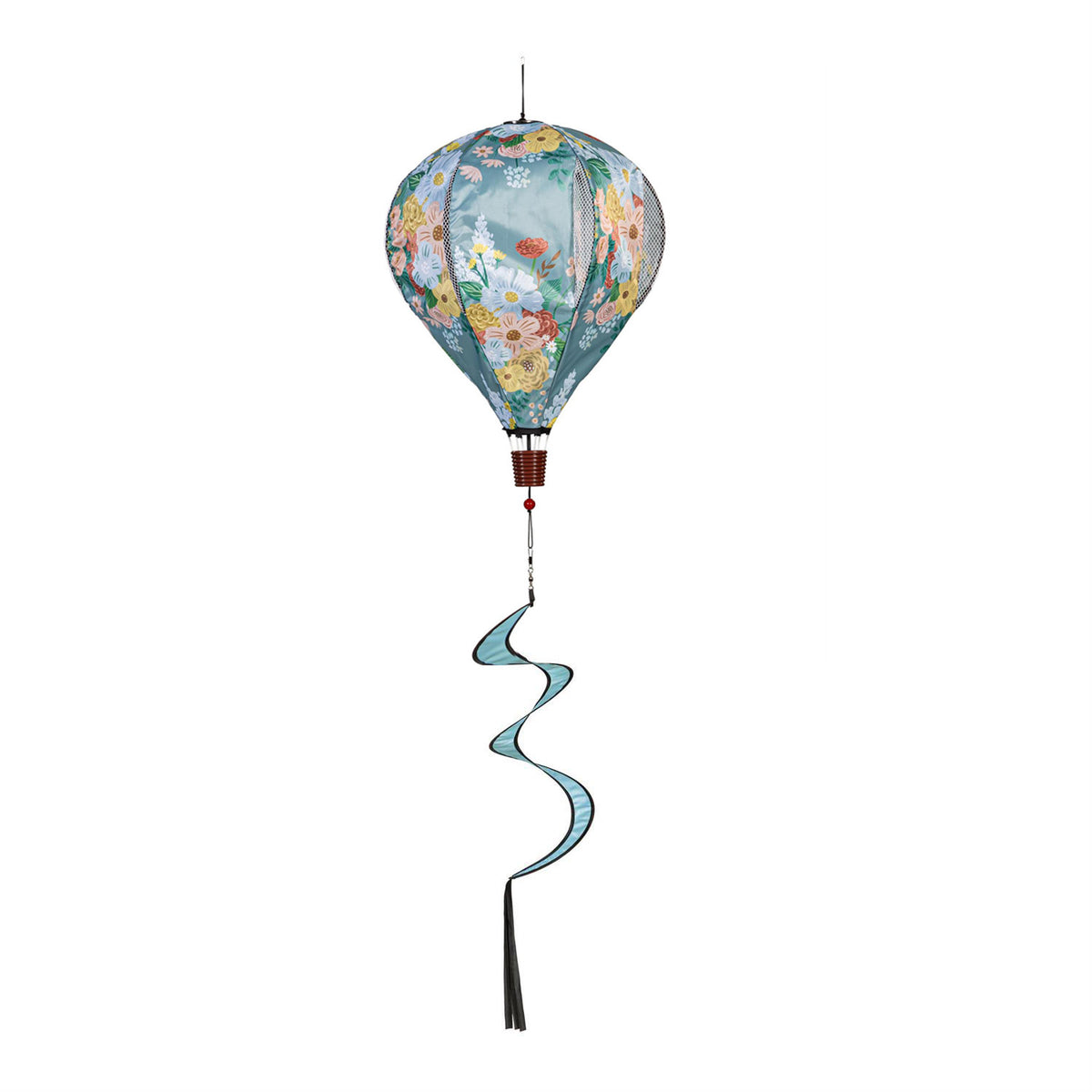 Wind Spinner, Bllue Floral Hot Air Balloon