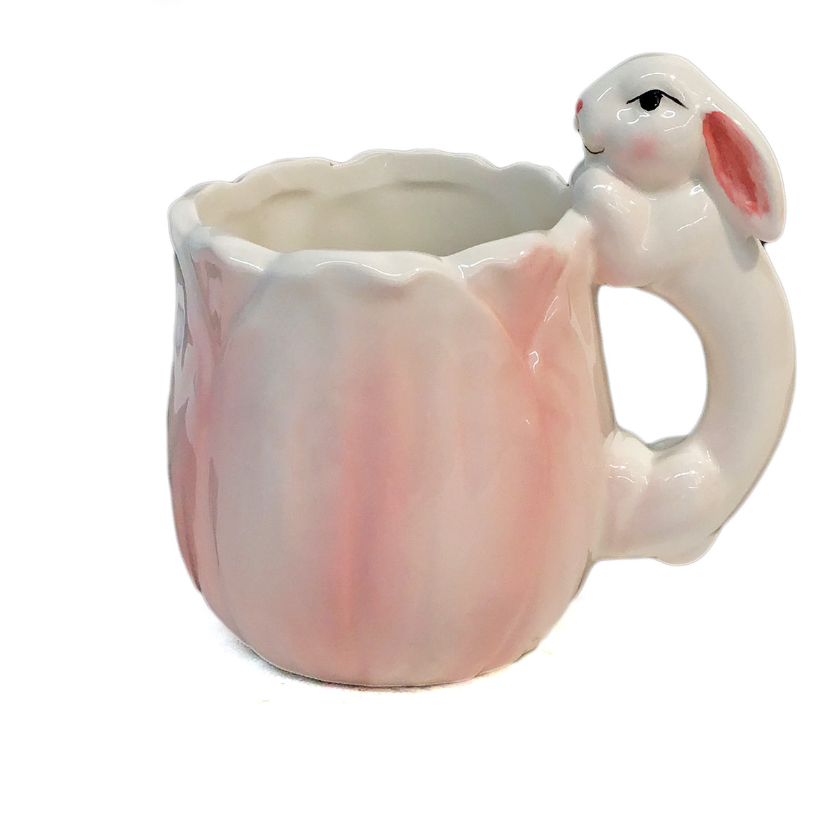Ceramic Mug, Flower w/ Bunny Handle