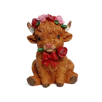Decor Resin V-day Highland Cows, Assorted