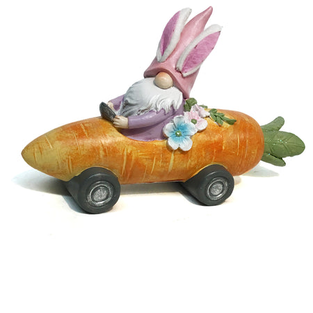 Decor, Resin Gnome in Carrot Car