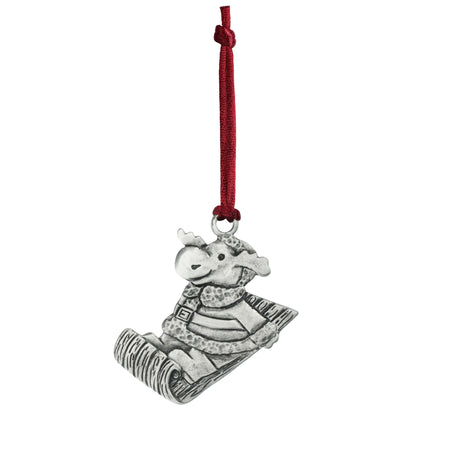 Sledding Moose Ornament