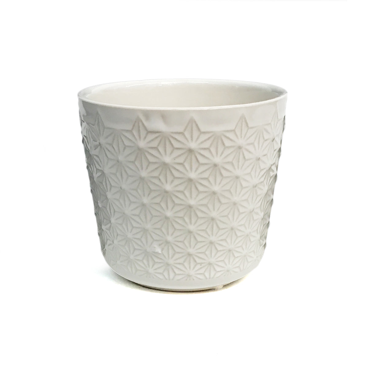 Pot, 4in, Ceramic, Dolomite, White Cer Crisscross
