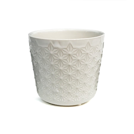 Pot, 4in, Ceramic, Dolomite, White Cer Crisscross