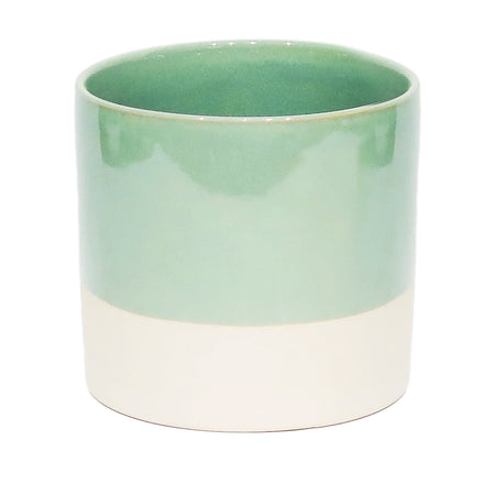 Pot, 6In, Ceramic, Green With Natural Base