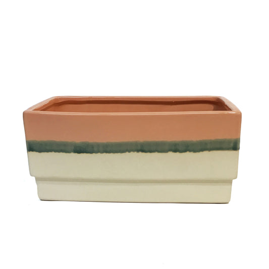 Planter, Ceramic, Rectangular Dish, Metro Pink