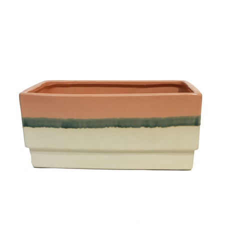 Planter, Ceramic, Rectangular Dish, Metro Pink