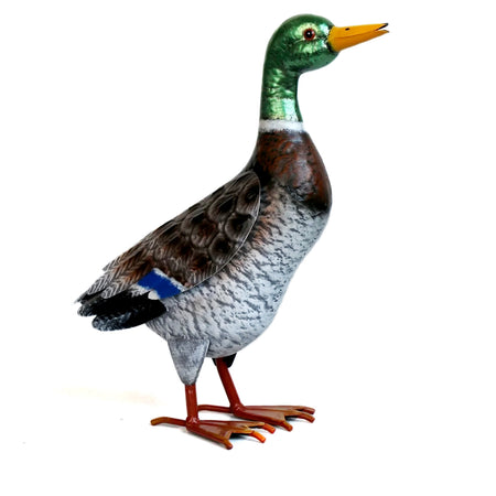 Mallard Duck Metal Statue, 15in