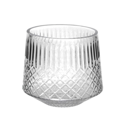 Vase, 4in, Glass, Diamond/Ribbed