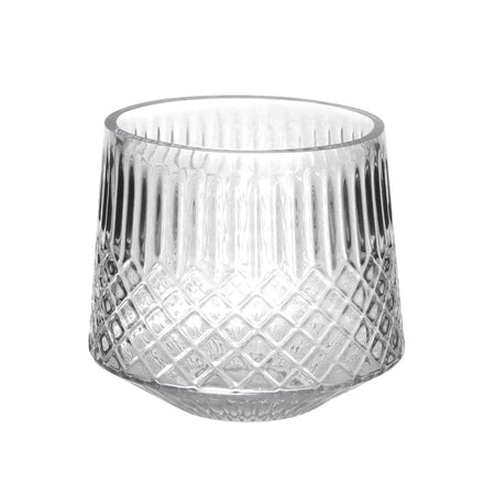 Vase, 4in, Glass, Diamond/Ribbed