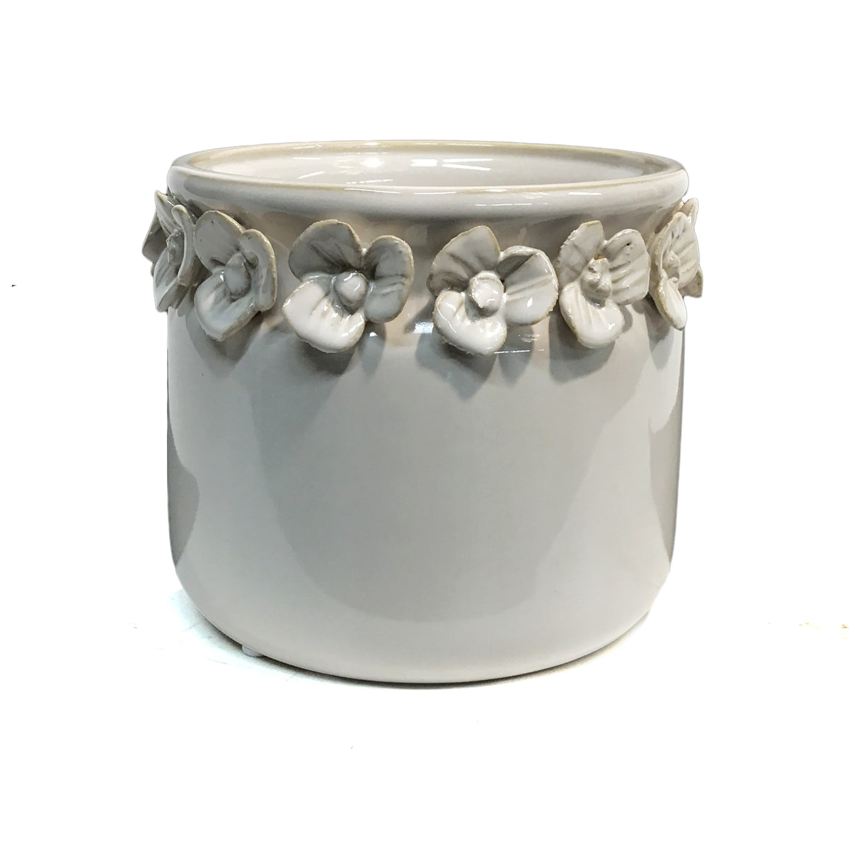 Pot, 6in Ivory Flowers