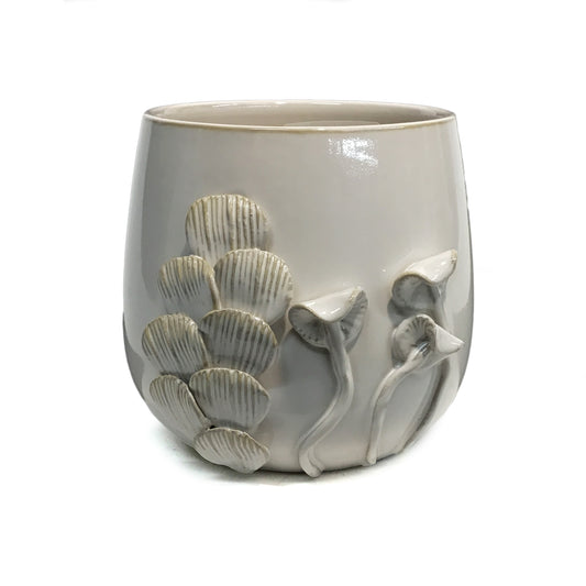 Pot, 6in Ivory Mushrooms