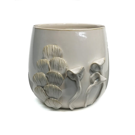 Pot, 6in Ivory Mushrooms