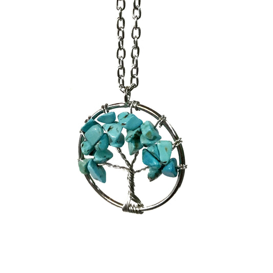 Necklace, Turquoise Tree Of Life, 20"+2" Extender