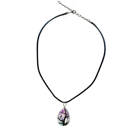Necklace,Purple Flower, Teardrop