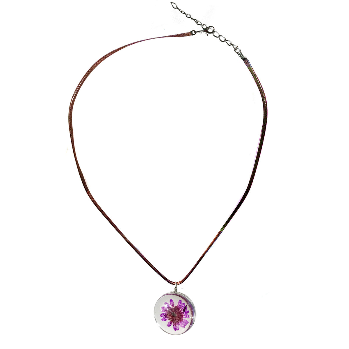Necklace,Purple Flower, Round