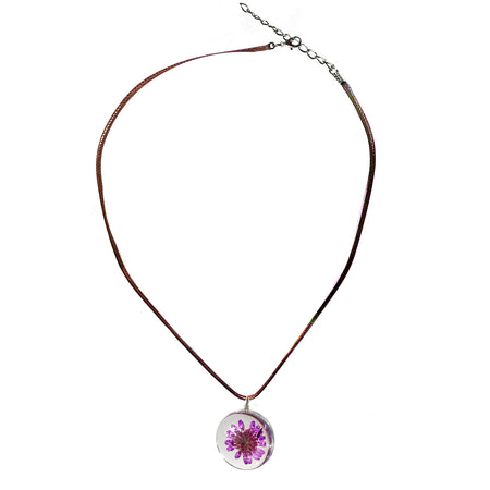 Necklace,Purple Flower, Round