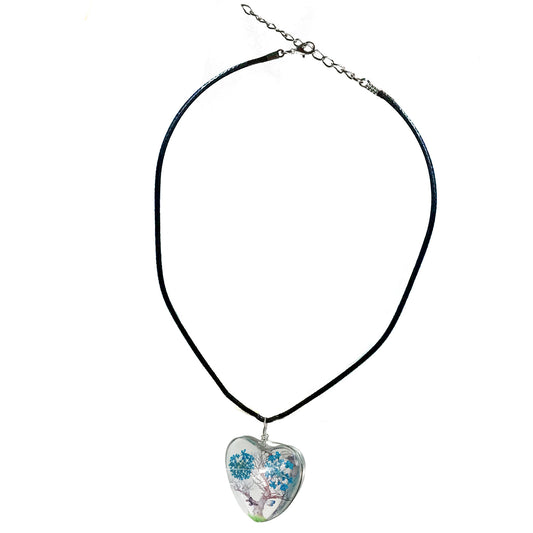 Necklace, Blue Flower, Tree, Heart