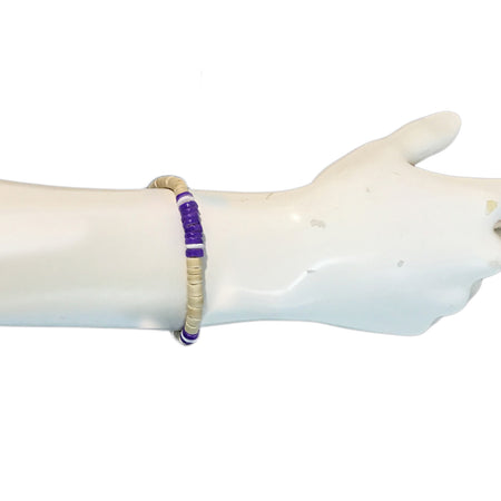 Bracelet, Cream & Purple Beads