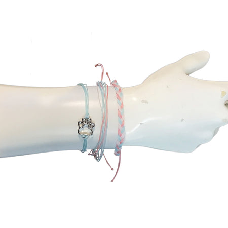 Bracelet, Pink/Blue Paw Trio