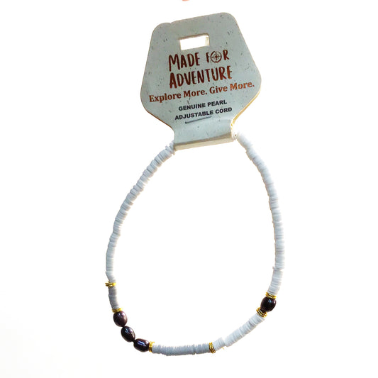 Necklace, White With Black Pearls