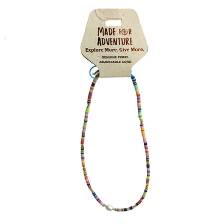 Necklace, Multicolor Beads, Adjustable Cord