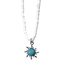 Load image into Gallery viewer, Necklace, White/Blue Sun, 16"+2" Extender
