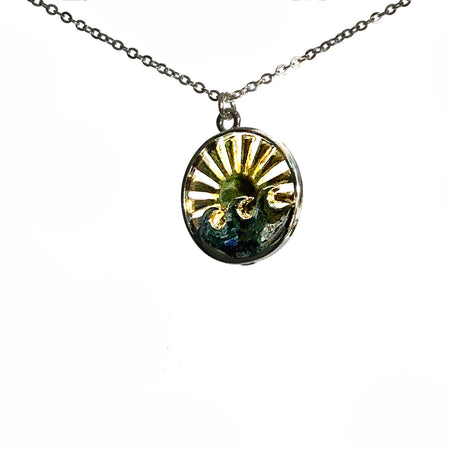 Necklace, Gold/Silver Ocean Sunrise
