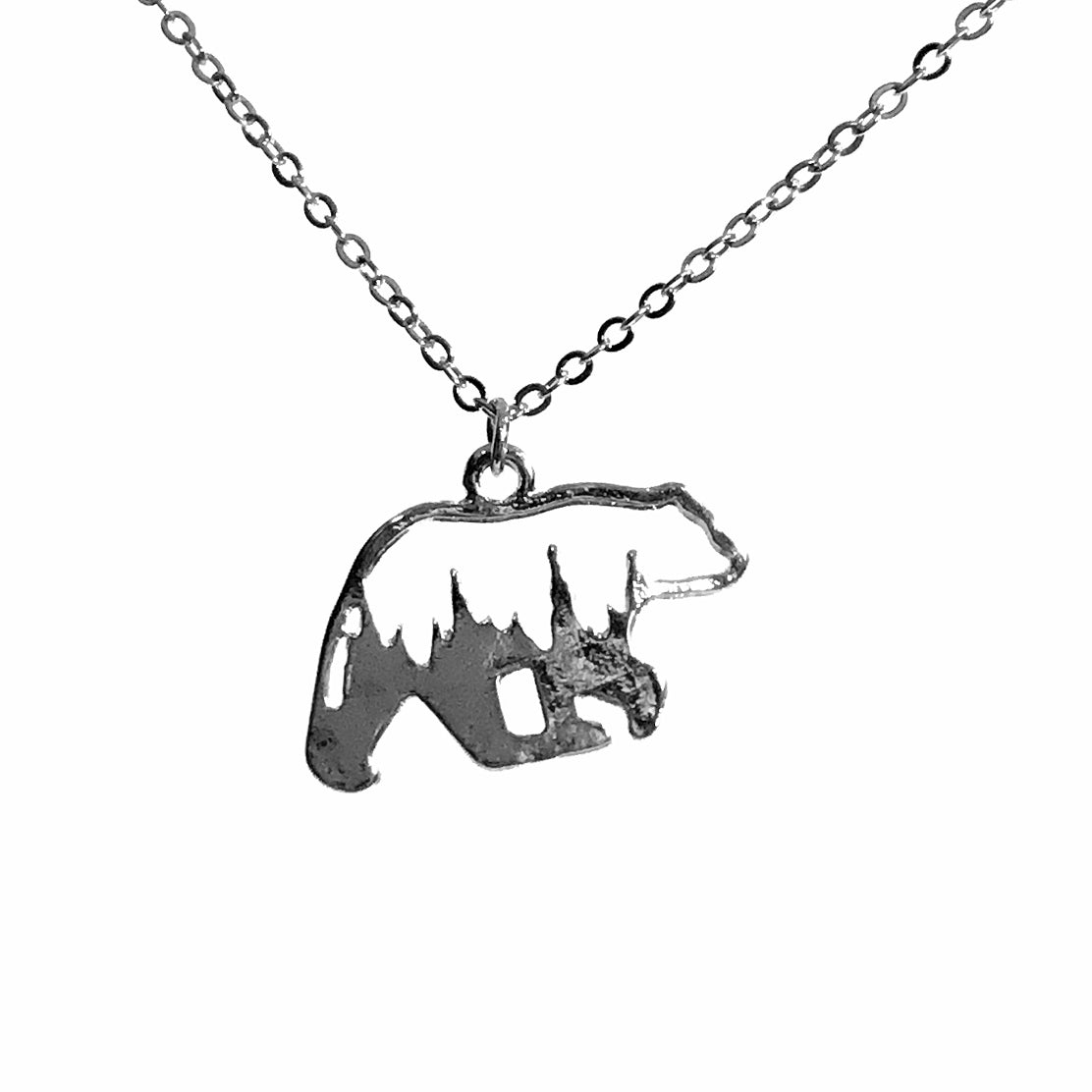 Necklace, Bear, Silver