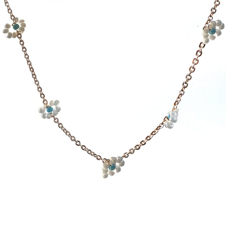 Necklace, Mini White Flowers