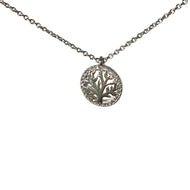 Necklace, Tree, Round, Silver