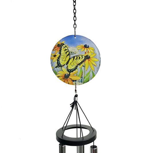 Wind Chime, 37in Glass Art Swallowtail