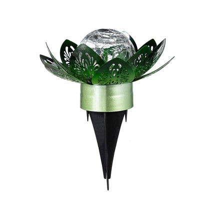 Lantern, Solar, Metal Flowers, 3 Assorted
