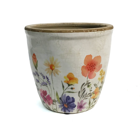 Pot, 6in, Ceramic, Wild Flowera