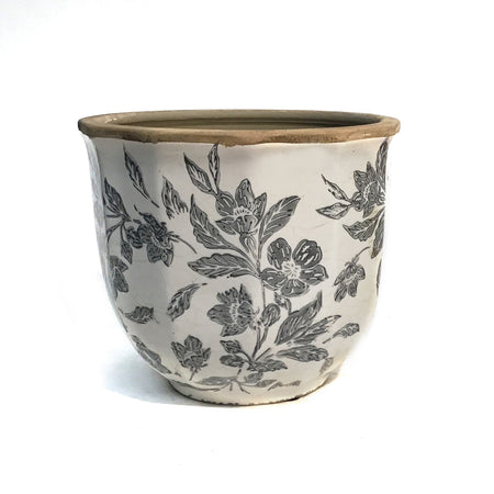Pot, 6in, Ceramic, Black Ant Floral